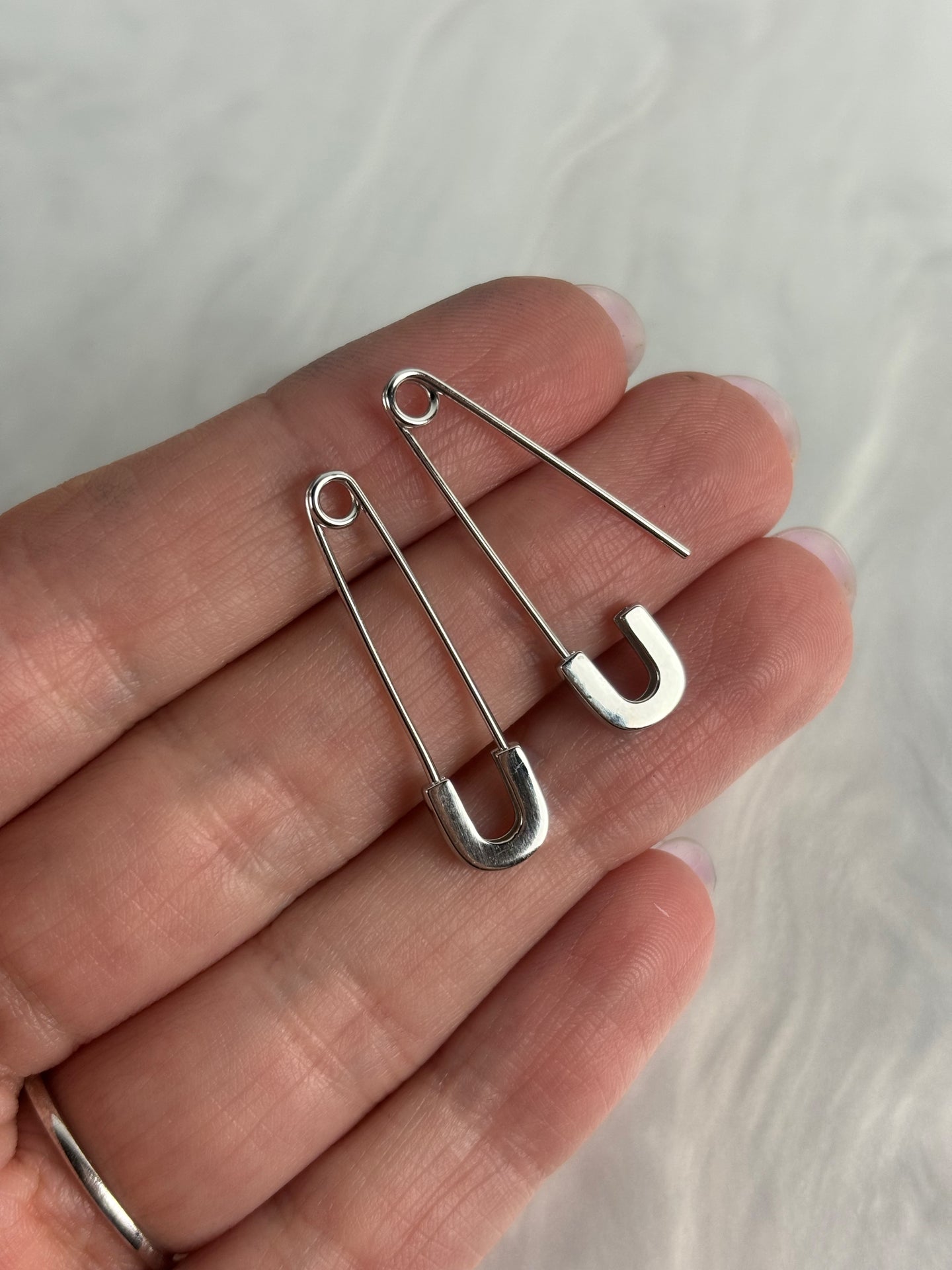 Sterling Silver Safety Pin Earrings - Flawed Sale - While Odin Sleeps